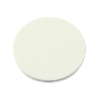 WHITE ROUND COASTER in Recycled Como, a Quality Vegan Pu.