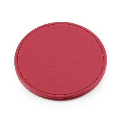 RASPBERRY DELUXE ROUND COASTER in Recycled Como, a Quality Vegan PU.