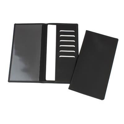 LEATHER TRAVEL WALLET with One Clear Transparent Pocket & One Material Pocket with Card Slots.