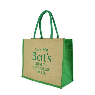 CHOW SHOPPER in Green Made From Natural Jute & in Landscape Profile.