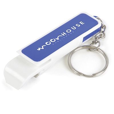 TARANTO 3-IN-1 LIGHTWEIGHT KEYRING in White with Blue Trim.