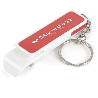 TARANTO 3-IN-1 LIGHTWEIGHT KEYRING in White with Red Trim.