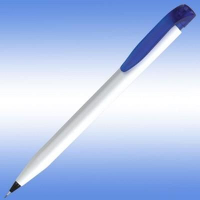 HARRIER EXTRA PENCIL in White with Blue Trim.