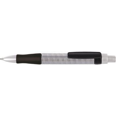 SPRING BALL PEN in Silver with Black Trim.