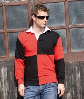FRONT ROW QUARTERED RUGBY SHIRT.
