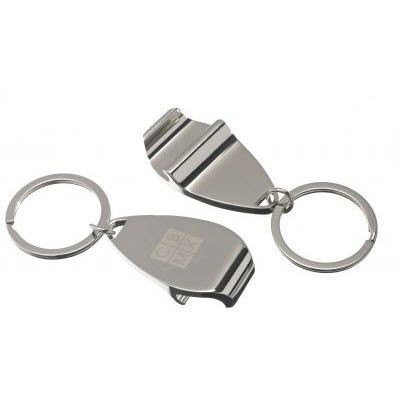 VANGUARD BOTTLE OPENER KEYRING in Silver with Shiny Nickel Plated Finish.