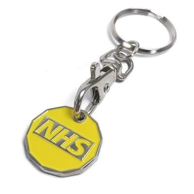 £1 SIZE TROLLEY COIN KEYRING.