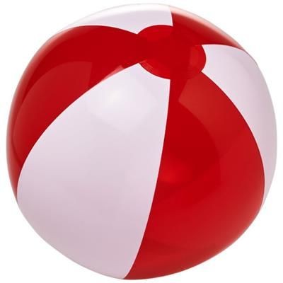 BONDI SOLID AND CLEAR TRANSPARENT BEACH BALL in White Solid-red.