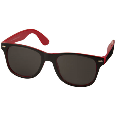 SUN RAY SUNGLASSES with Two Colour Tones in Red-black Solid.