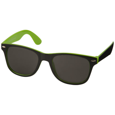 SUN RAY SUNGLASSES with Two Colour Tones in Lime-black Solid.