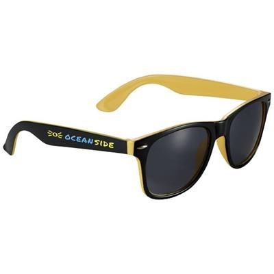 SUN RAY SUNGLASSES with Two Colour Tones in Yellow-black Solid.