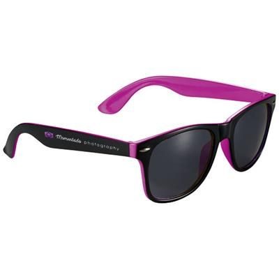 SUN RAY SUNGLASSES with Two Colour Tones in Pink-black Solid.