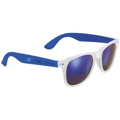 SUN RAY SUNGLASSES with Mirrored Lenses in Royal Blue.