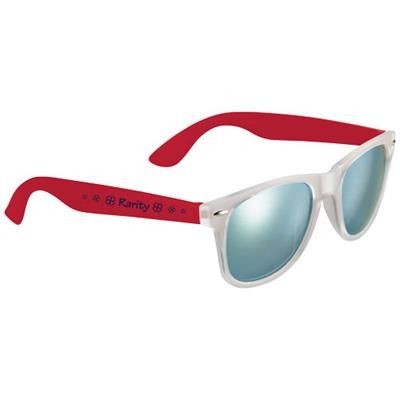 SUN RAY SUNGLASSES with Mirrored Lenses in Red.