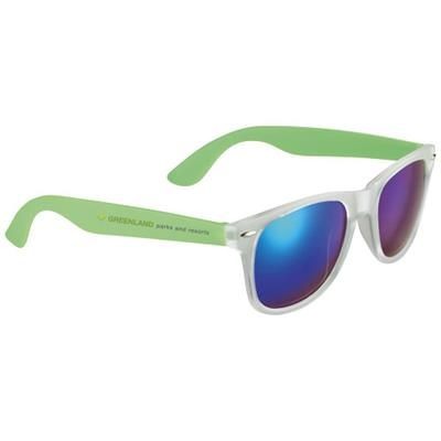 SUN RAY SUNGLASSES with Mirrored Lenses in Lime.