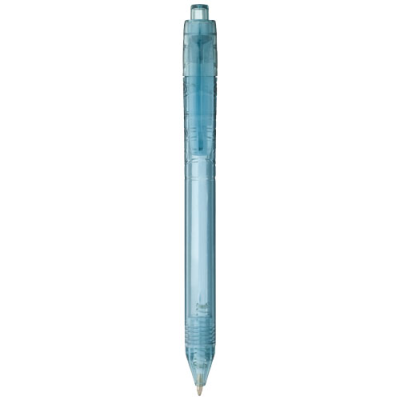 VANCOUVER RECYCLED PET BALL PEN in Clear Transparent Blue.