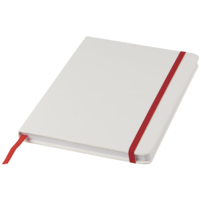 SPECTRUM A5 WHITE NOTE BOOK with Colour Strap in White Solid-red.