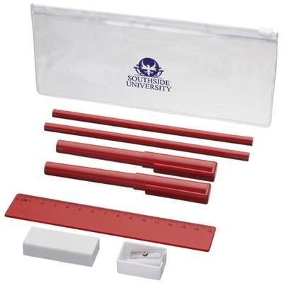 MINDY 8-PIECE PENCIL CASE SET in Red.
