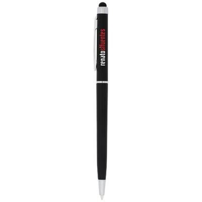 VALERIA ABS BALL PEN with Stylus in Black Solid.