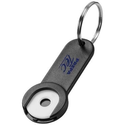 SHOPPY COIN HOLDER KEYRING CHAIN in Black Solid.