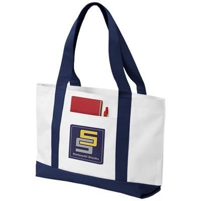 MADISON TOTE BAG in White Solid-navy.
