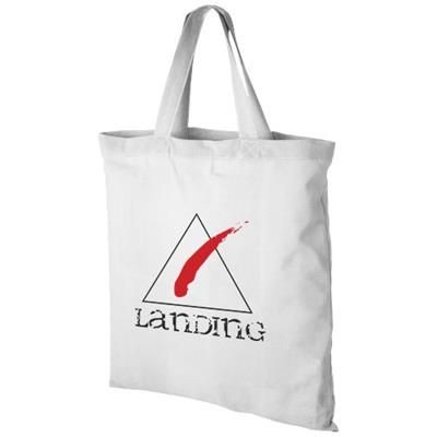 VIRGINIA 100 G-M² COTTON TOTE BAG SHORT HANDLES in White Solid.