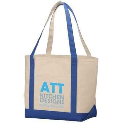 PREMIUM HEAVY-WEIGHT 610 G-M² COTTON TOTE BAG in Natural-royal Blue.