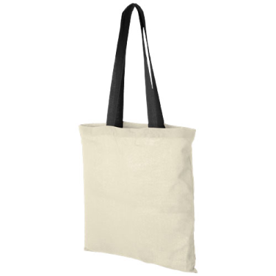 NEVADA 100 G-M² COTTON TOTE BAG COLOUR HANDLES in Natural-black Solid.