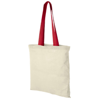 NEVADA 100 G-M² COTTON TOTE BAG COLOUR HANDLES in Natural-red.