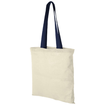 NEVADA 100 G-M² COTTON TOTE BAG COLOUR HANDLES in Natural-navy.