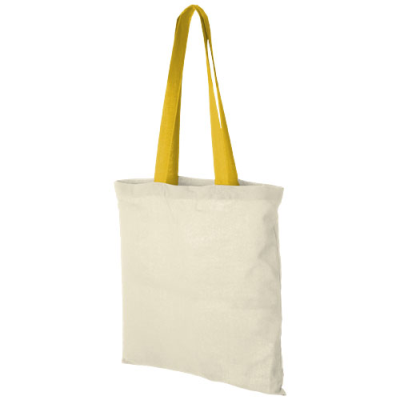 NEVADA 100 G-M² COTTON TOTE BAG COLOUR HANDLES in Natural-yellow.