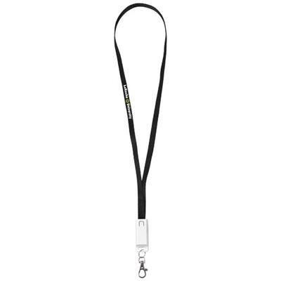 TRACE 3-IN-1 CHARGER CABLE with Lanyard in Black Solid.