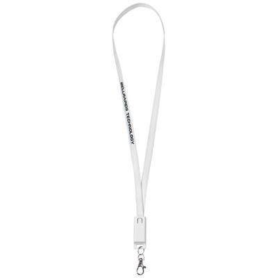 TRACE 3-IN-1 CHARGER CABLE with Lanyard in White Solid.
