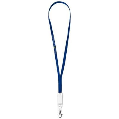 TRACE 3-IN-1 CHARGER CABLE with Lanyard in Royal Blue.