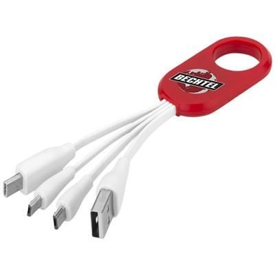 TROUP 4-IN-1 CHARGER CABLE with Type-c Tip in Red.