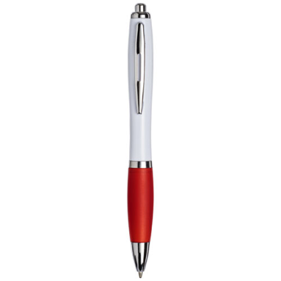 WHITE CURVY BALL PEN: Red: in Red.