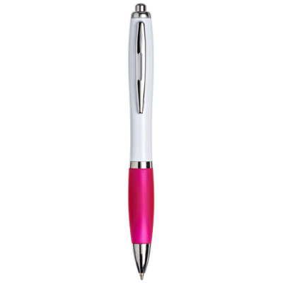 WHITE CURVY BALL PEN: Pink: in Pink.