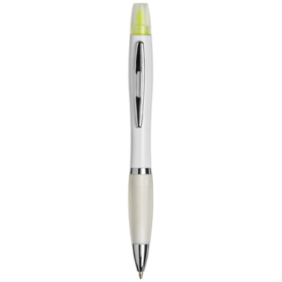 CURVY BALL PEN with Highlighter in White Solid-transparent.