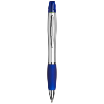 CURVY BALL PEN with Highlighter in Silver-blue.