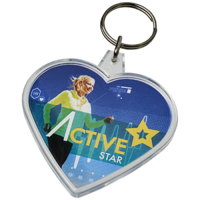COMBO HEART-SHAPED KEYRING CHAIN in Transparent Clear Transparent.