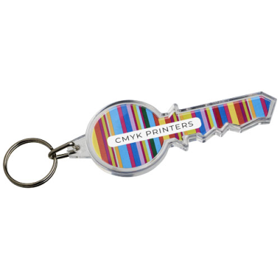 COMBO KEY-SHAPED KEYRING CHAIN in Transparent Clear Transparent.