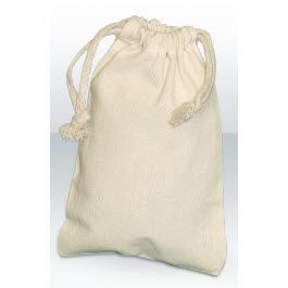 GREEN & GOOD NATURAL COTTON SMALL DRAWSTRING POUCH.
