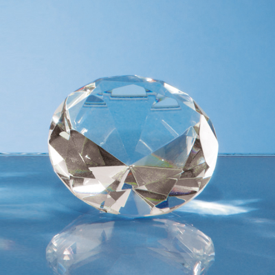 6CM OPTICAL CRYSTAL CLEAR TRANSPARENT DIAMOND PAPERWEIGHT.