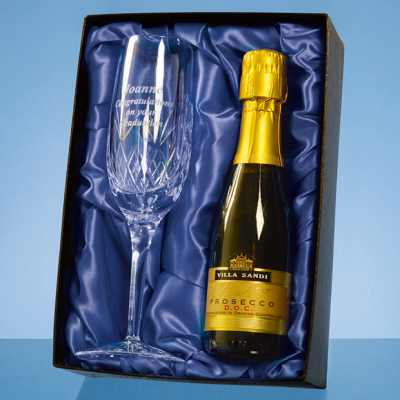 BLENHEIM SINGLE CHAMPAGNE FLUTE GIFT SET WITH a 20CL BOTTLE OF PROSECCO.