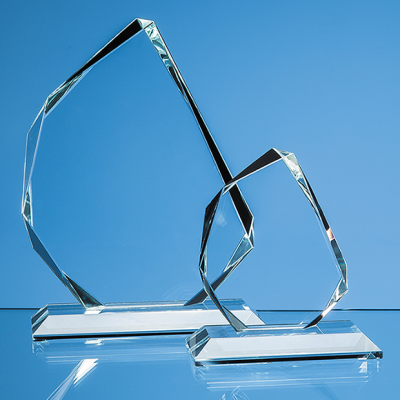 CLEAR TRANSPARENT GLASS FACETTED ICE PEAK AWARD.