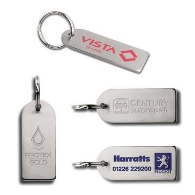 DIE STAMPED SMALL ARCH SHAPED STAINLESS STEEL METAL KEYRING in Silver.