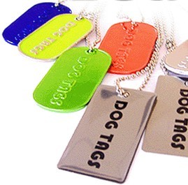 DOG TAG in Anodized Aluminium Silver Metal.