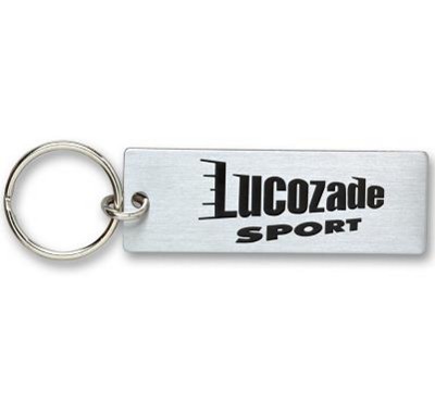 SILVER STAINLESS STEEL METAL KEYRING with Embossed Logo.