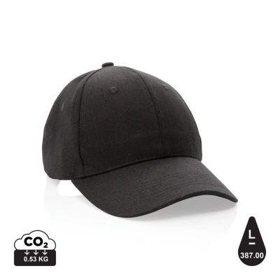 IMPACT 6 PANEL 280GR RECYCLED COTTON CAP with Aware™ Tracer in Black.