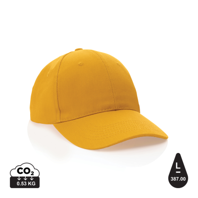 IMPACT 6 PANEL 280GR RECYCLED COTTON CAP with Aware™ Tracer in Yellow.